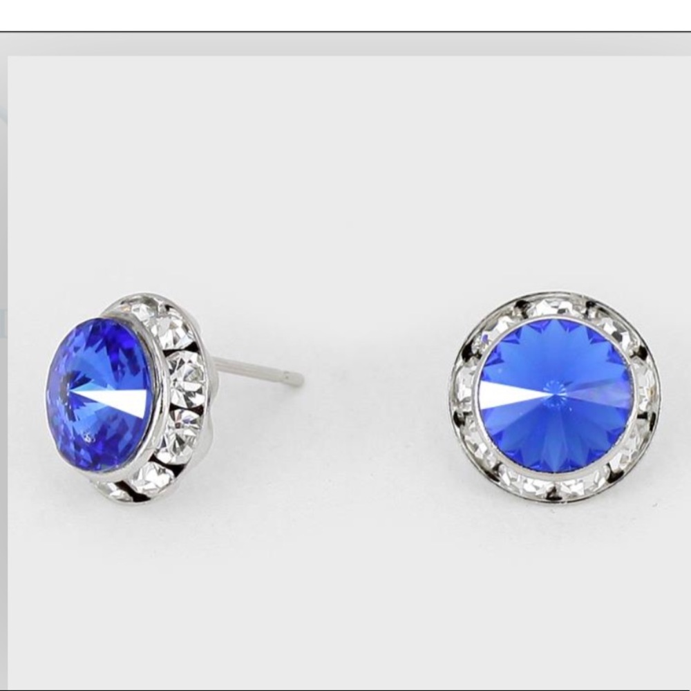 Sapphire blue Swarovski  stud Earrings earrings
